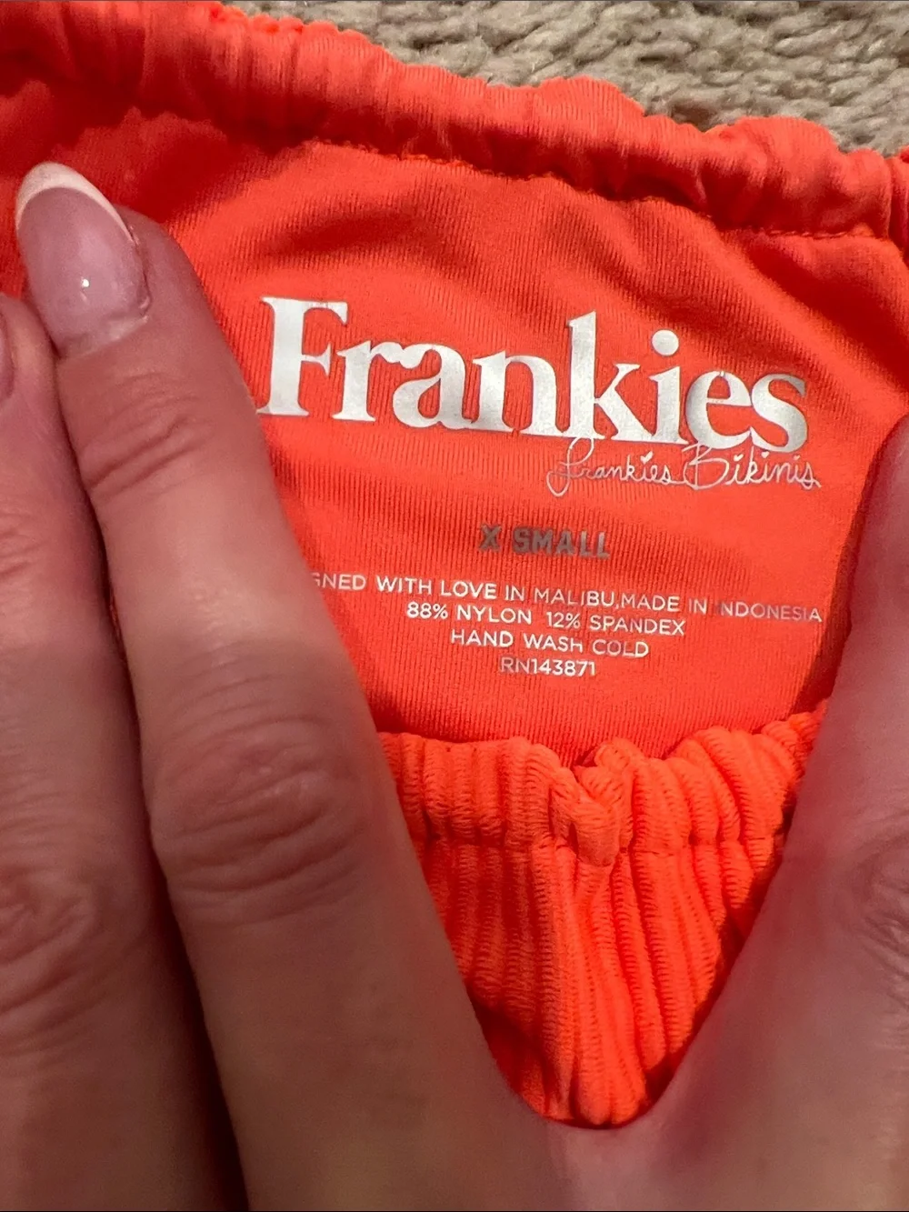 Frankie’s bikinis Orange Ribbed String Bikini Set